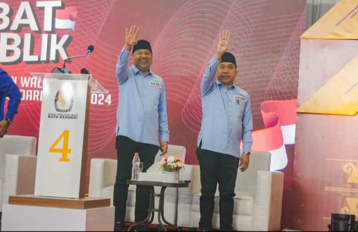 Pasangan calon Wali Kota dan Wakil Wali Kota Kendari nomor urut 4 Aksan Jaya Putra-Andi Sulolipu. Foto:Dok