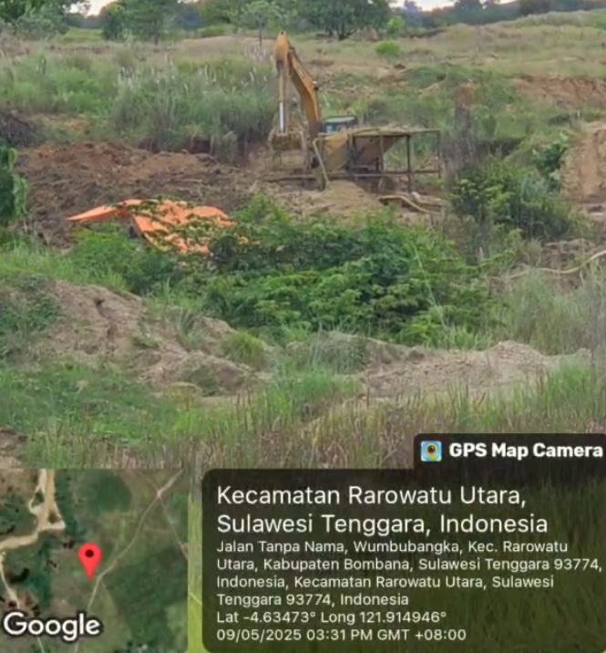 Aktivitas Pertambangan Emas di Desa Wumbubangka, Kecamatan Rarowatu Utara. Foto : IST.